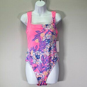Lilly Pulitzer Standard Cashel Women's Size 16 Pink/Blue One-Piece Swimsuit NWT